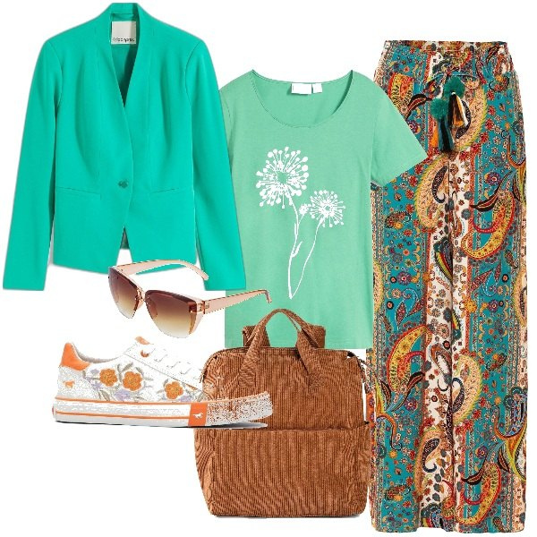 Outfit donna - bonprix - Focus on:Essentials. Stile Vintage retrò per Tutti i giorni. Abbinamento con sneakers, occhiali da sole, pantaloni, zaini, blazer, t-shirt.