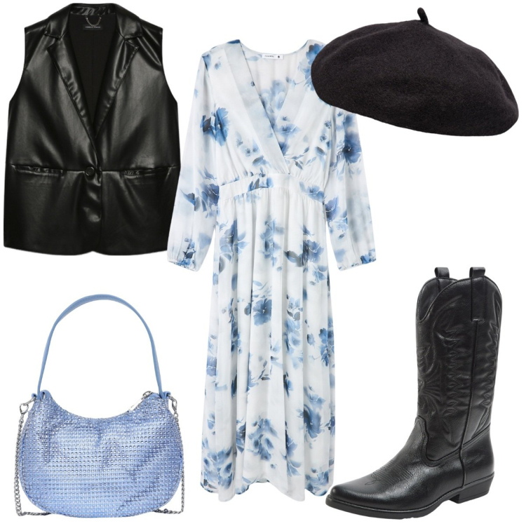 Outfit donna - Stile boho biker: gli stivali. Stile Boho per Tutti i giorni. Abbinamento con vestiti lunghi, stivali, borse a spalla, cappelli e berretti, gilet.