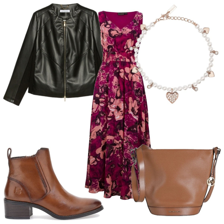 Outfit donna - Stile boho biker: la giacca nera. Stile Boho per Tutti i giorni. Abbinamento con vestiti lunghi, borse a spalla, braccialetti, stivaletti, blazer.