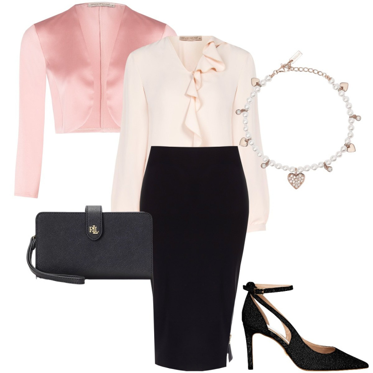 Outfit donna - Rinascimento chic. Stile Chic per Cerimonia. Abbinamento con braccialetti, bolero, gonne, bluse, décolleté, pochette.