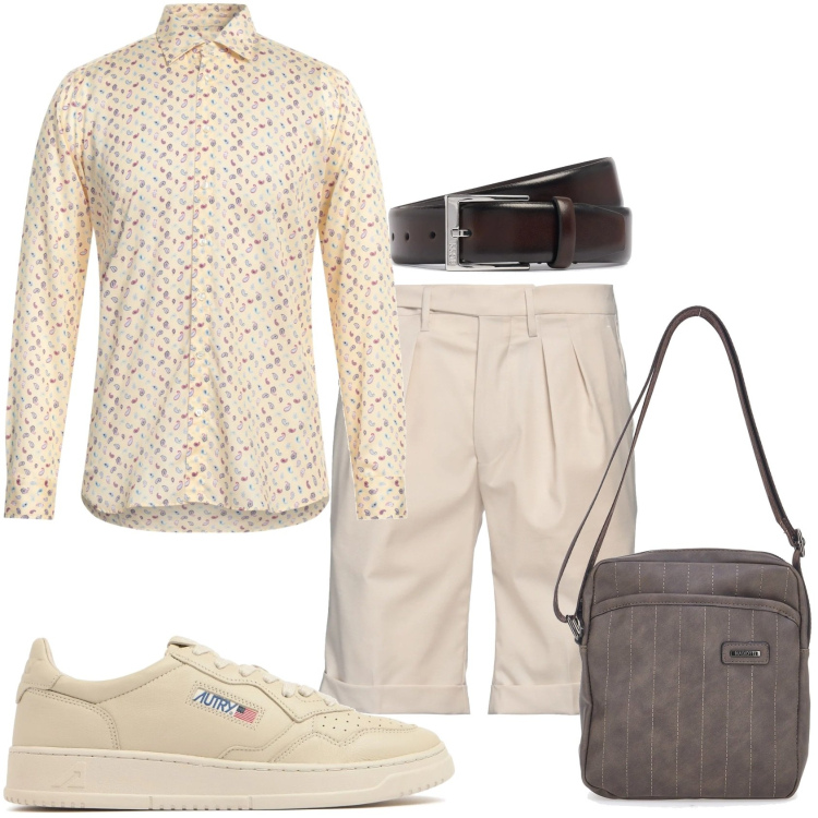 Outfit uomo - Casual chic. Stile Casual per Tutti i giorni. Abbinamento con camicie, shorts, portafogli, sneakers, cinture.