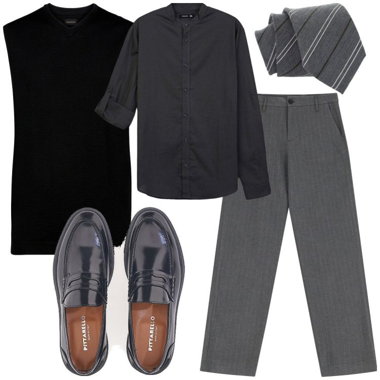 Outfit uomo - Serata a tema. Stile Trendy per Serata speciale. Abbinamento con camicie, cravatte, pantaloni, gilet, scarpe stringate.