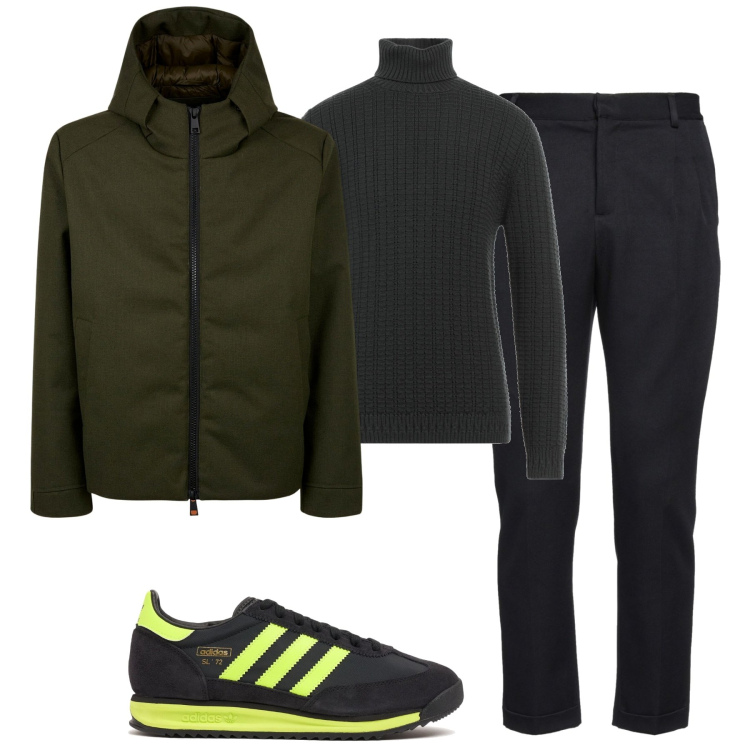 Outfit uomo - Febbraio. Stile Urban per Tutti i giorni. Abbinamento con pantaloni, maglieria, giacche, sneakers.