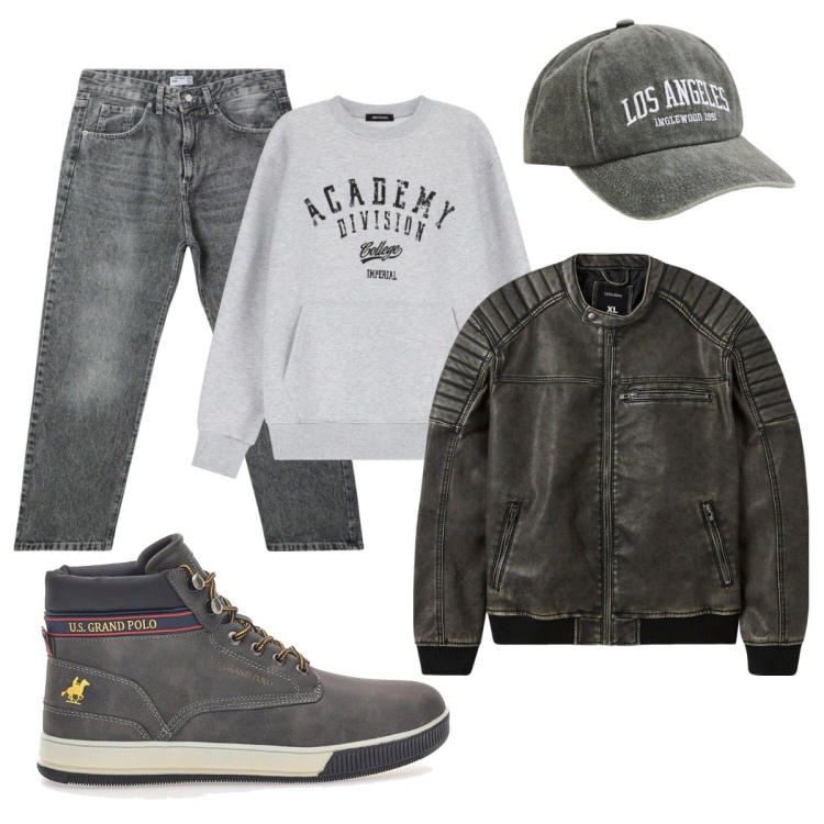 Outfit uomo - Total look #2053534. Stile Urban per Tutti i giorni. Abbinamento con jeans, giacche, cappelli, felpe, sneakers.