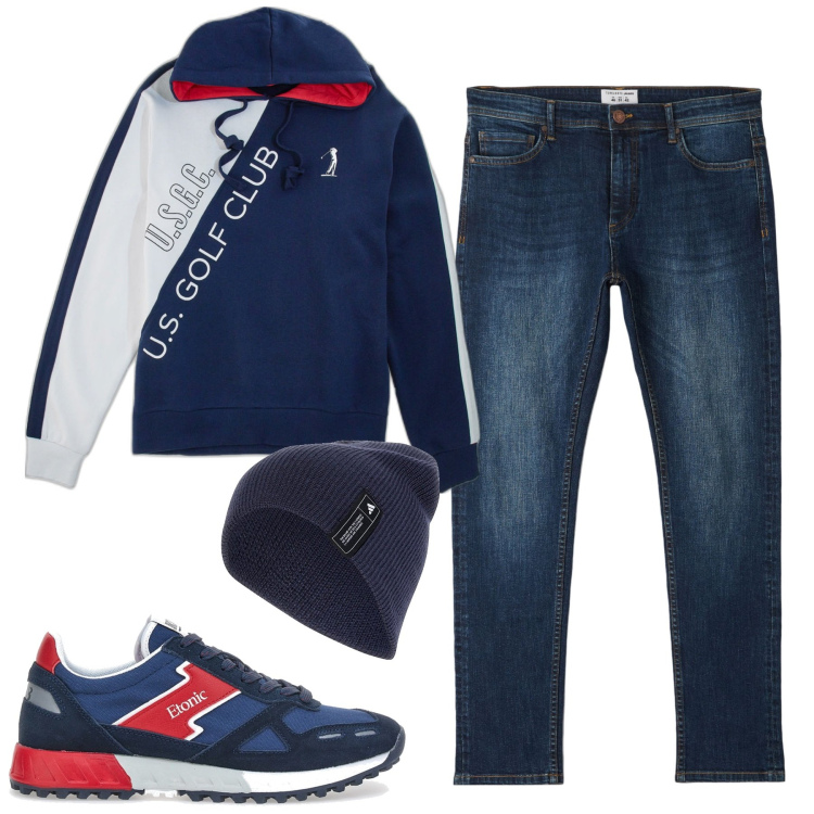 Outfit uomo - City. Stile Casual per Tutti i giorni. Abbinamento con jeans skinny, sneakers, felpe, berretti.