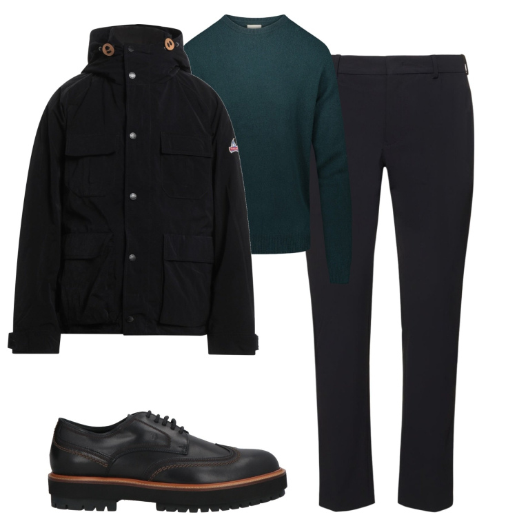 Outfit uomo - Total look #2053595. Stile Urban per Tutti i giorni. Abbinamento con trench, scarpe stringate, maglieria, pantaloni.