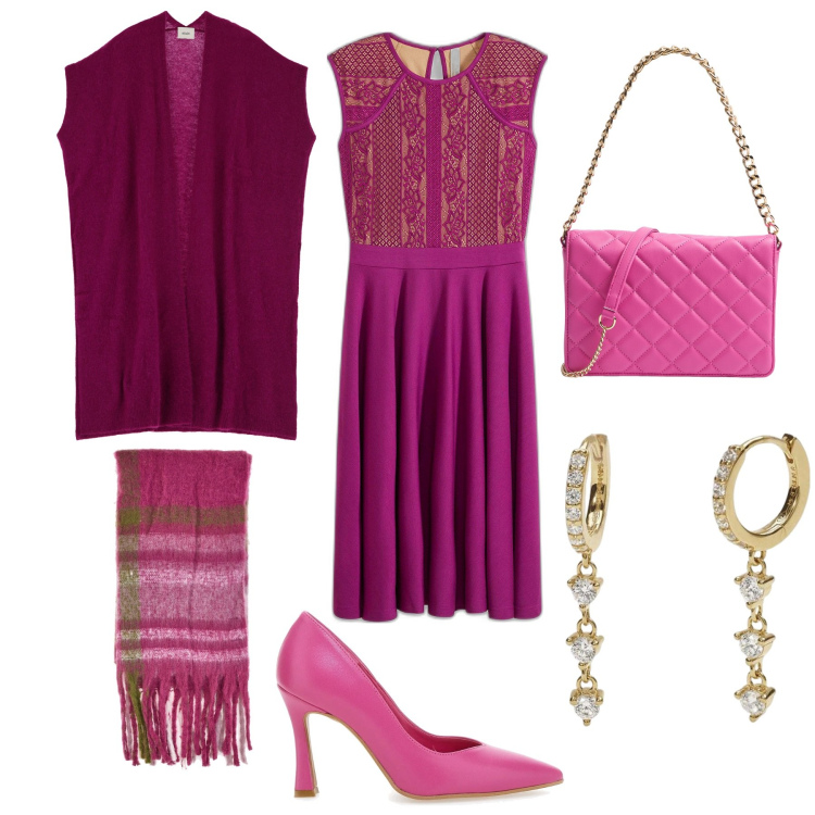 Outfit donna - Le mille e una notte. Stile Etnico per Serata fuori. Abbinamento con vestiti, borse a tracolla, orecchini, cappotti, décolleté, sciarpe.
