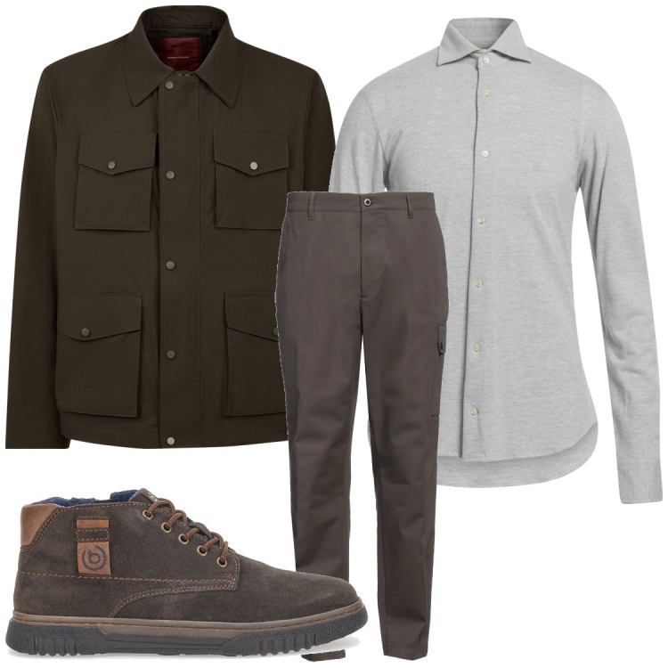 Outfit uomo - Lavoro in the city. Stile Urban per Ufficio. Abbinamento con camicie, pantaloni cargo, scarpe stringate, giacche.