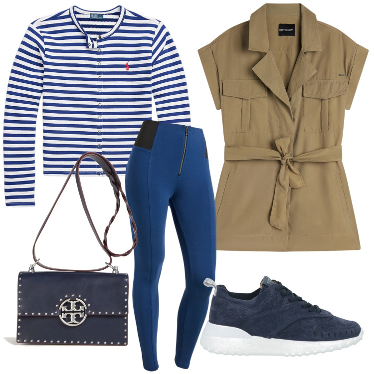 Outfit donna - Speciale: stile athleisure. Stile Sporty chic per Tutti i giorni. Abbinamento con borse a tracolla, sneakers, pantaloni skinny, trench, cardigans.