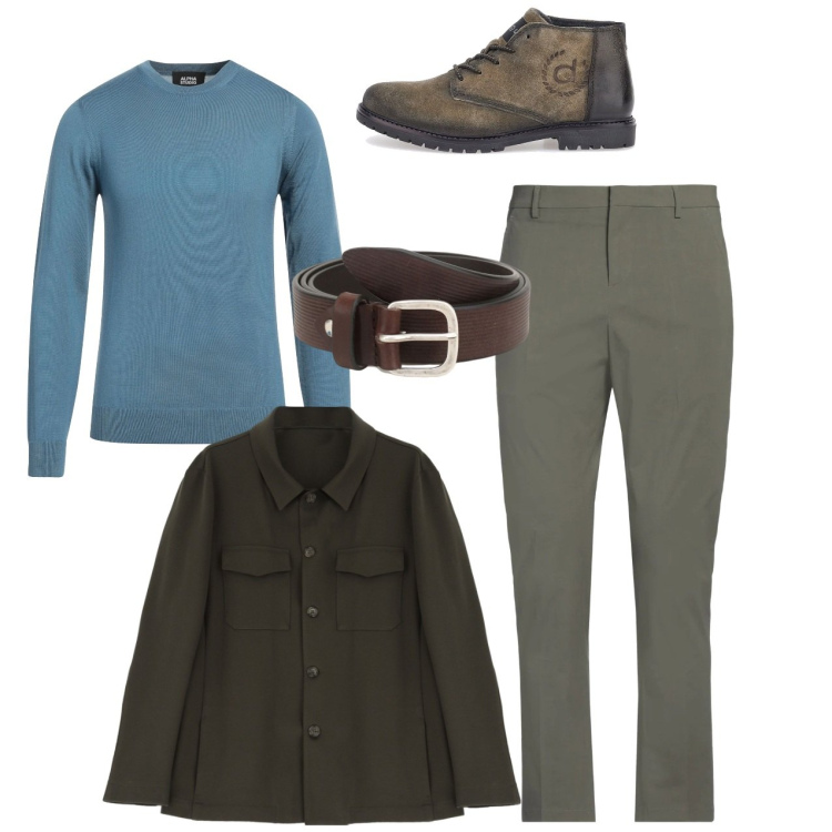 Outfit uomo - Febbraio così. Stile Casual per Tutti i giorni. Abbinamento con pullovers, pantaloni chino, cinture, camicie, scarpe stringate.