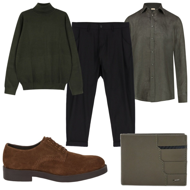 Outfit uomo - Total look #2053814. Stile Casual per Tutti i giorni. Abbinamento con maglieria, pantaloni, camicie, portafogli, scarpe stringate.