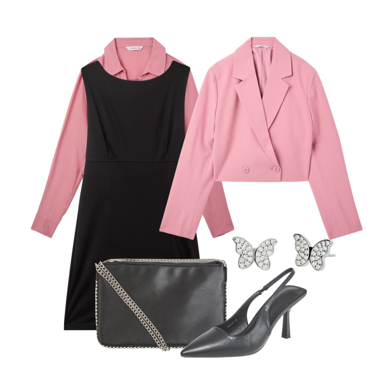Outfit donna - Terranova - San Valentino. Stile Bon Ton per Tutti i giorni. Abbinamento con borse a tracolla, blazer, vestiti corti, décolleté, camicie, orecchini.