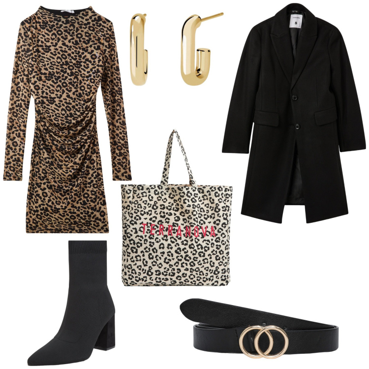 Outfit donna - Total look #2054173. Stile Trendy per Serata fuori. Abbinamento con vestiti lunghi, cinture, shopping bag, stivaletti, cappotti, orecchini.