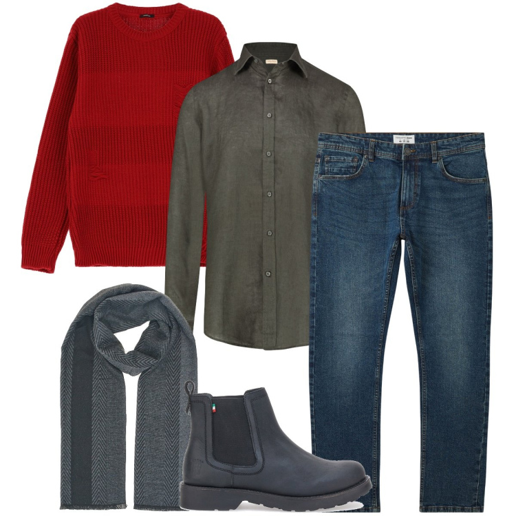 Outfit uomo - Accessori grigi. Stile Casual per Tutti i giorni. Abbinamento con jeans, maglieria, stivali e stivaletti, camicie, sciarpe.