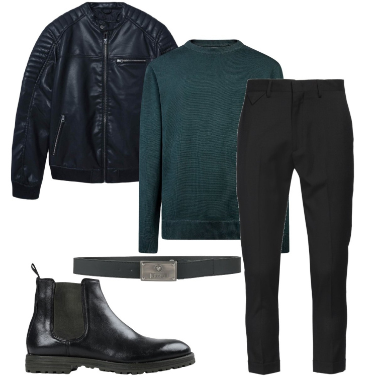 Outfit uomo - Non solo nero. Stile Biker Rock per Serata speciale. Abbinamento con stivali e stivaletti, pantaloni, cinture, giacche, maglieria.