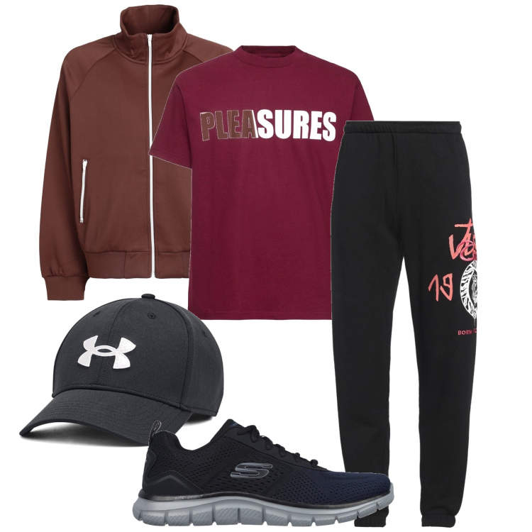 Outfit uomo - In palestra. Stile Urban per Sport. Abbinamento con felpe, pantaloni, cappelli, sneakers, t-shirt.