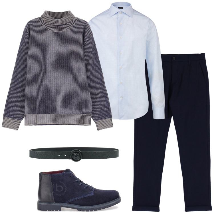Outfit uomo - Total look #2054292. Stile Casual per Tutti i giorni. Abbinamento con cinture, pantaloni, maglieria, scarpe stringate, camicie.