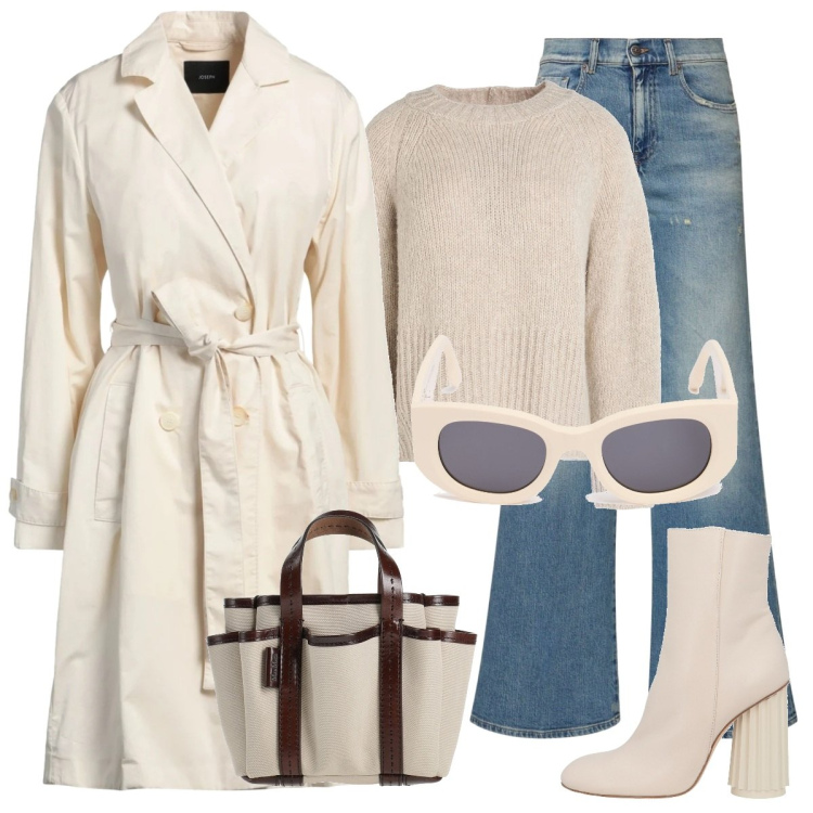 Outfit donna - Total look #2054299. Stile Sporty chic per Tutti i giorni. Abbinamento con stivaletti, borse a mano, pullovers, trench, occhiali da sole, jeans.