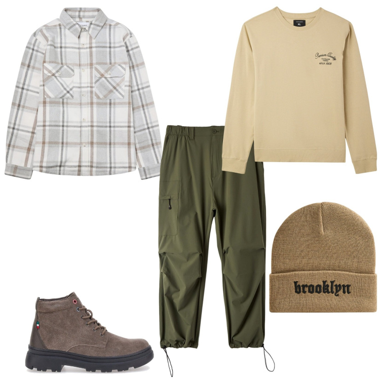 Outfit uomo - Country. Stile Casual per Tutti i giorni. Abbinamento con pantaloni, felpe, cappotti, berretti, stivali e stivaletti.