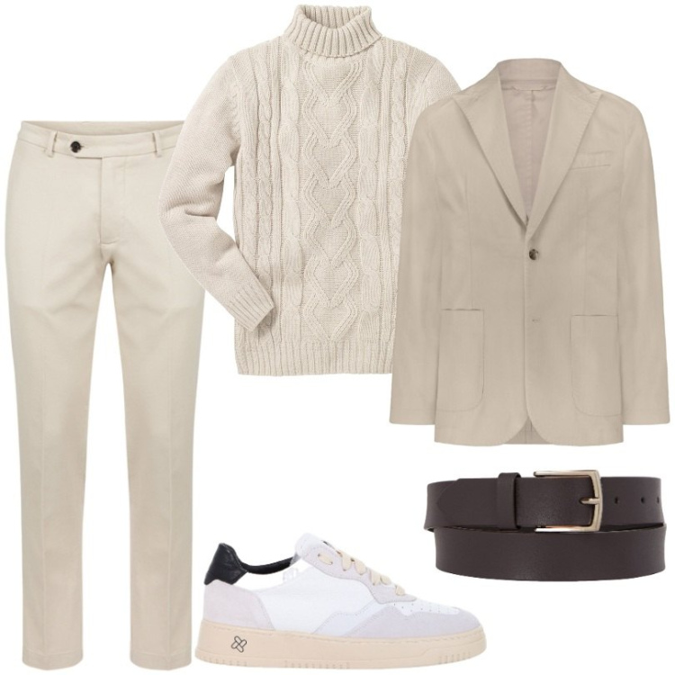 Outfit uomo - Total look #2054370. Stile Casual per Ufficio. Abbinamento con maglieria, sneakers, giacche, pantaloni, cinture.