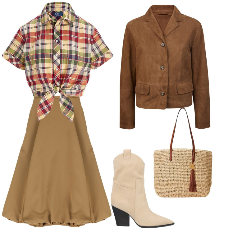 Outfit donna - Look trasgressivo un po’ romantico. Stile Boho per Tutti i giorni. Abbinamento con stivaletti texani, gonne longuette, borse tote, camicie, blazer.