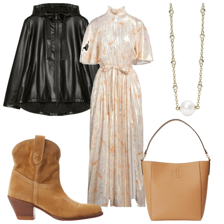 Outfit donna - Total look #2054445. Stile Boho per Tutti i giorni. Abbinamento con vestiti lunghi, collane, stivaletti, borse a secchiello, blazer.