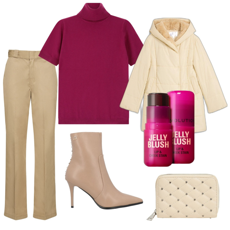 Outfit donna - Total look #2054529. Stile Basic per Ufficio. Abbinamento con giacche, stivaletti, blush, portafogli, maglieria, pantaloni.