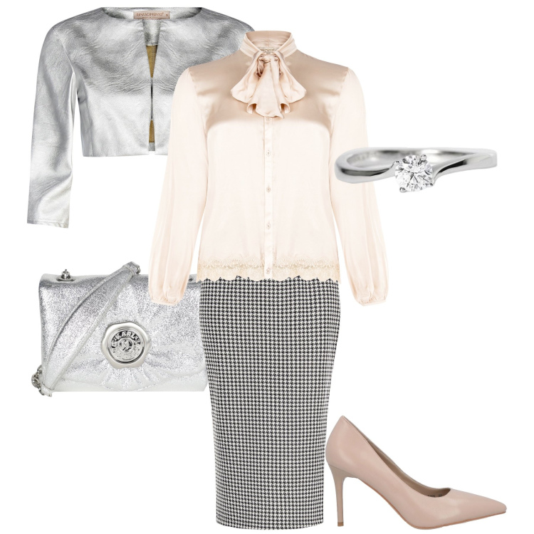 Outfit donna - La longuette a quadretti. Stile Vintage retrò per Cerimonia. Abbinamento con borse a tracolla, décolleté, anelli, bolero, camicie, gonne longuette.