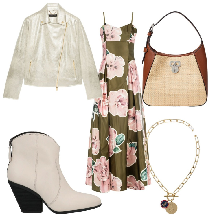 Outfit donna - Total look #2054631. Stile Boho per Tutti i giorni. Abbinamento con stivaletti texani, vestiti lunghi, ciondoli, borse a tracolla, blazer.