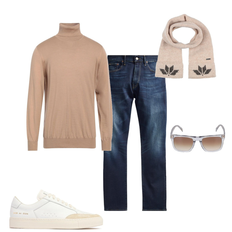 Outfit uomo - Total look #2054796. Abbinamento con maglieria, sciarpe, jeans, occhiali da sole, sneakers.