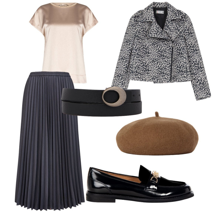 Outfit donna - Caffè e fondente. Stile Casual chic per Serata fuori. Abbinamento con bluse, mocassini, blazer, gonne longuette, cappelli e berretti, cinture.