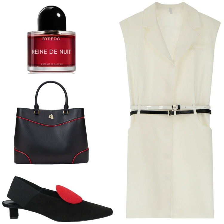 Outfit donna - Sandalo origami. Stile Chic per Tutti i giorni. Abbinamento con décolleté, profumi, vestiti corti, borse a mano.
