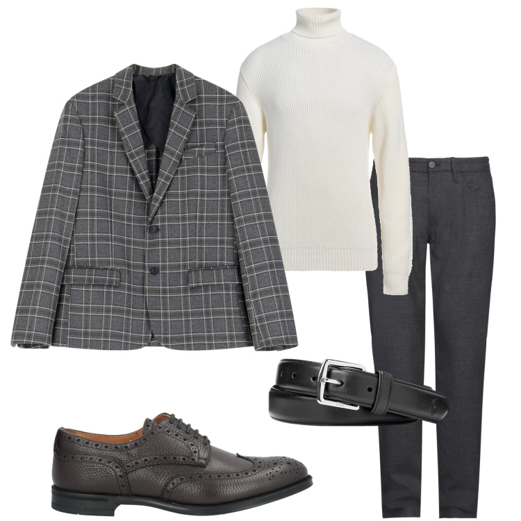 Outfit uomo - Urban chic. Stile Urban per Ufficio. Abbinamento con maglieria, pantaloni, scarpe stringate, giacche, cinture.