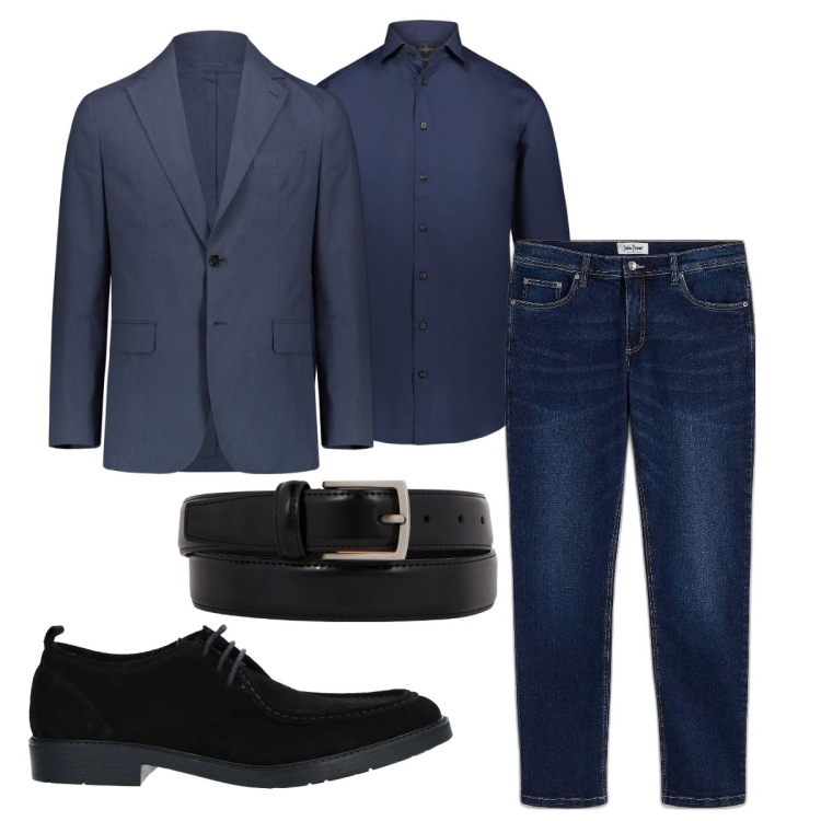 Outfit uomo - La giacca con il jeans. Stile Trendy per Ufficio. Abbinamento con jeans dritti, scarpe stringate, camicie, giacche, cinture.