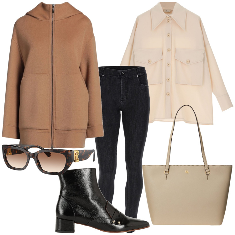 Outfit donna - Il ritorno dei leggings. Stile Trendy per Ufficio. Abbinamento con cappotti, stivaletti, jeans skinny, camicie, borse tote, occhiali da sole.
