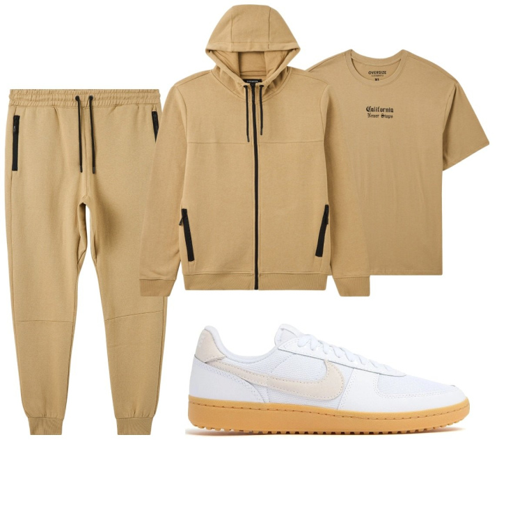 Outfit uomo - Total look #2055007. Stile Casual per Sport. Abbinamento con t-shirt, pantaloni sportivi, felpe sportive, sneakers.