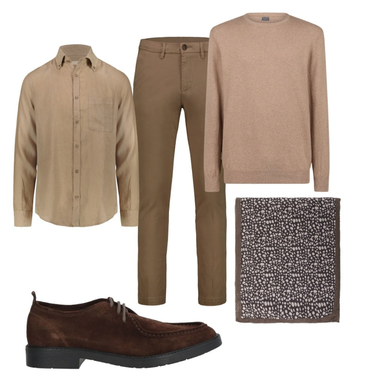 Outfit uomo - Total look #2055103. Stile Business/Elegante per Ufficio. Abbinamento con scarpe stringate, sciarpe e foulard, maglieria, pantaloni chino, camicie.