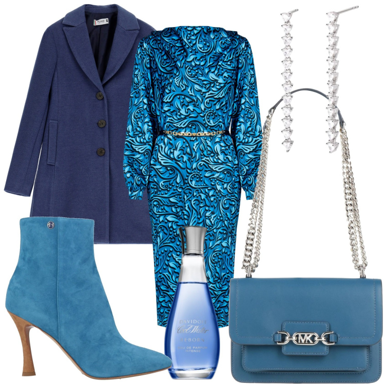 Outfit donna - La carta da zucchero per uscire. Stile Casual chic per Tutti i giorni. Abbinamento con borse a spalla, stivaletti, profumi, orecchini, vestiti midi/longuette, cappotti.