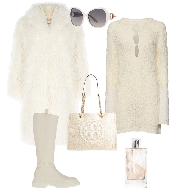 Outfit donna - Ultimi giorni di freddo. Stile Bon Ton per Tutti i giorni. Abbinamento con borse a spalla, stivali, profumi, cappotti, occhiali da sole, vestiti.