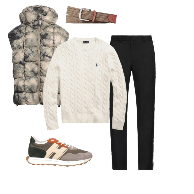 Outfit uomo - Smanicato con stile. Stile Trendy per Tutti i giorni. Abbinamento con sneakers, piumini, jeans dritti, cinture, maglieria.