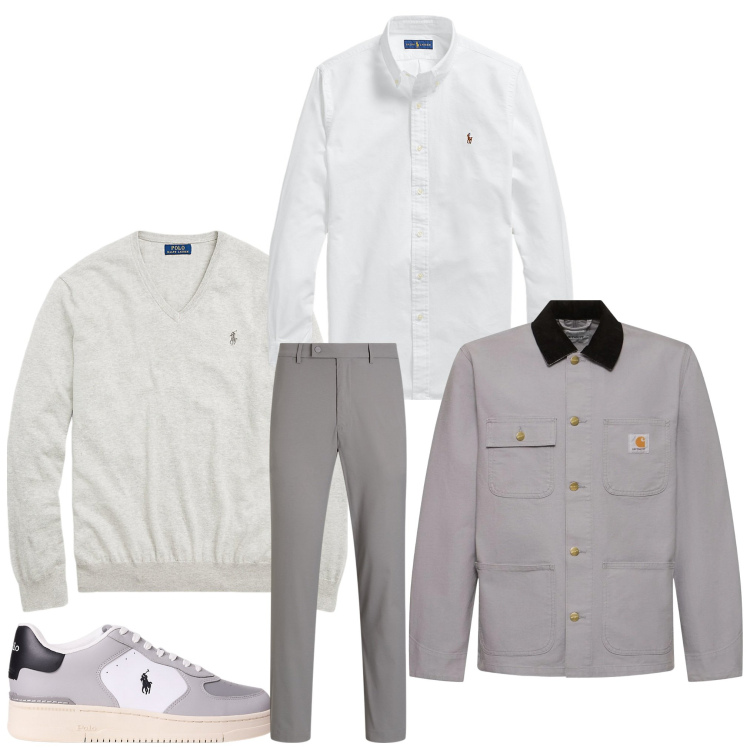 Outfit uomo - Grigio da sera. Stile Business/Elegante per Serata speciale. Abbinamento con maglieria, camicie, pantaloni, sneakers, giacche.