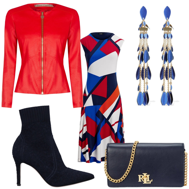 Outfit donna - Andiamo alla sfilata dei carri. Stile Chic per Tutti i giorni. Abbinamento con stivaletti, giacche, borse a mano, vestiti, orecchini.