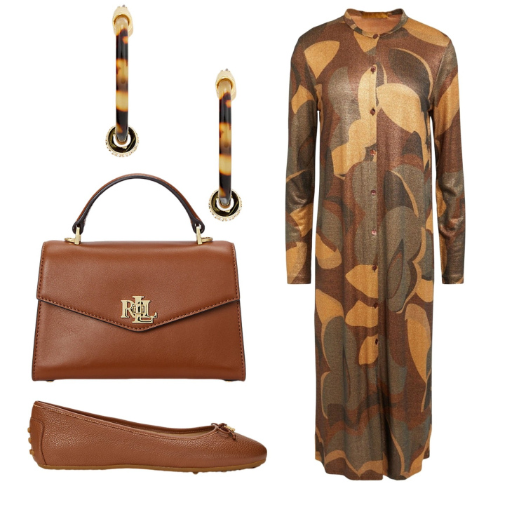 Outfit donna - Wood woman. Stile Etnico per Cerimonia. Abbinamento con vestiti midi/longuette, borse a mano, ballerine, orecchini.