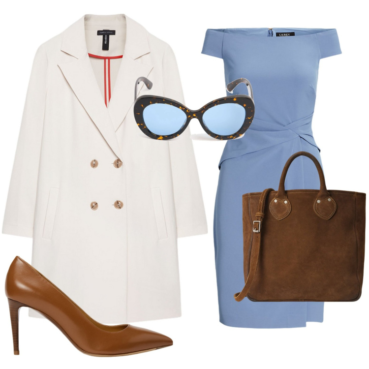 Outfit donna - Tubino iconico. Stile Bon Ton per Ufficio. Abbinamento con vestiti, borse tote, décolleté, cappotti, occhiali da sole.