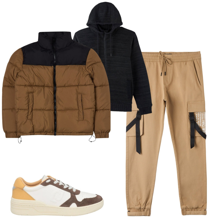 Outfit uomo - Total look #2055236. Stile Casual per Tutti i giorni. Abbinamento con sneakers, giacche, cardigans, pantaloni cargo.