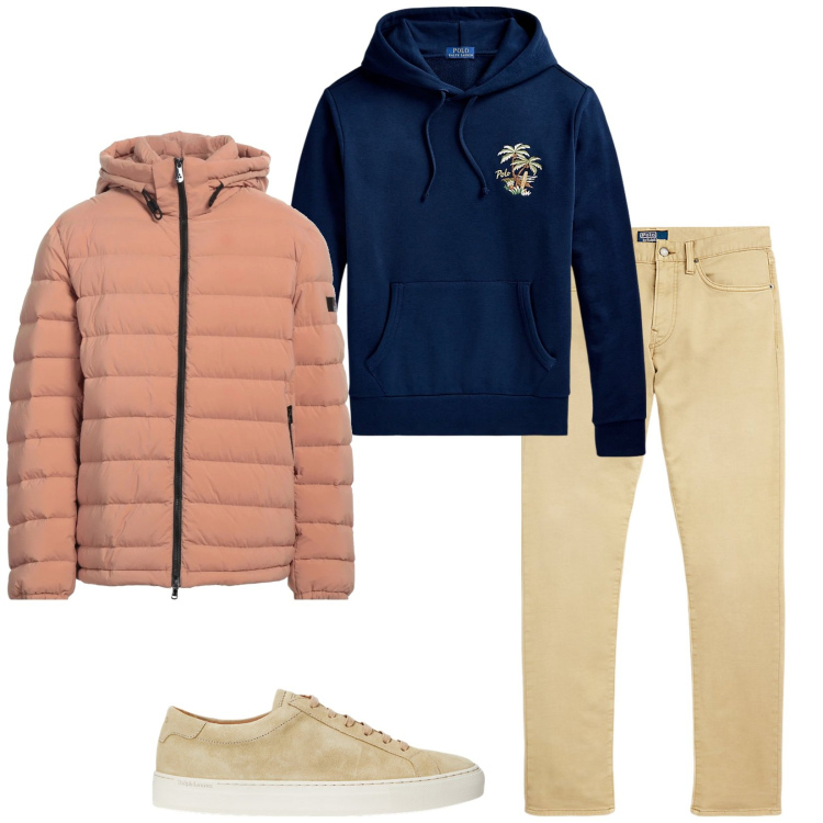 Outfit uomo - Outskirts. Stile Casual per Tutti i giorni. Abbinamento con piumini, sneakers, pantaloni chino, felpe con cappuccio.