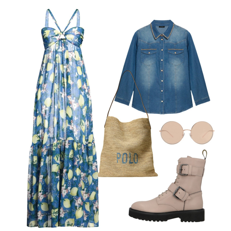 Outfit donna - Ribelle romantica!. Stile Boho per Tutti i giorni. Abbinamento con stivaletti, vestiti lunghi, occhiali da sole, borse tote, camicie.