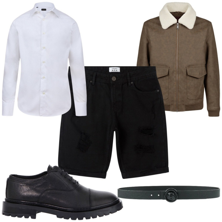 Outfit uomo - Total look #2055697. Stile Casual per Tutti i giorni. Abbinamento con cinture, bermuda, scarpe stringate, giacche, camicie.