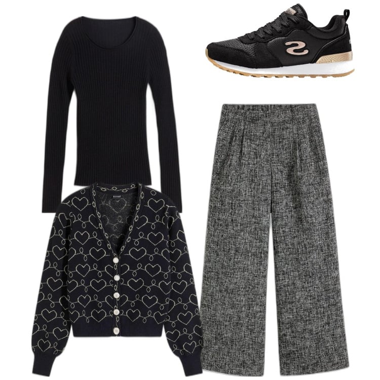 Outfit donna - bonprix - Focus on: Essentials. Stile Bon Ton per Ufficio. Abbinamento con maglieria, pantaloni, cardigans, sneakers.