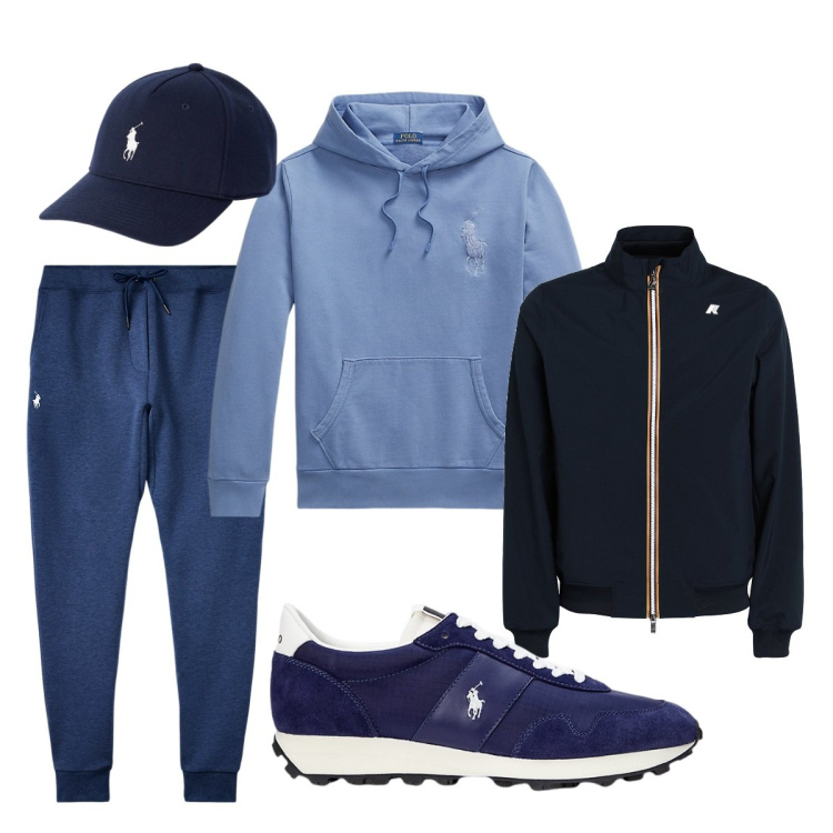 Outfit uomo - Total look #2055812. Stile Casual per Sport. Abbinamento con giacche, cappelli, pantaloni, felpe con cappuccio, sneakers.